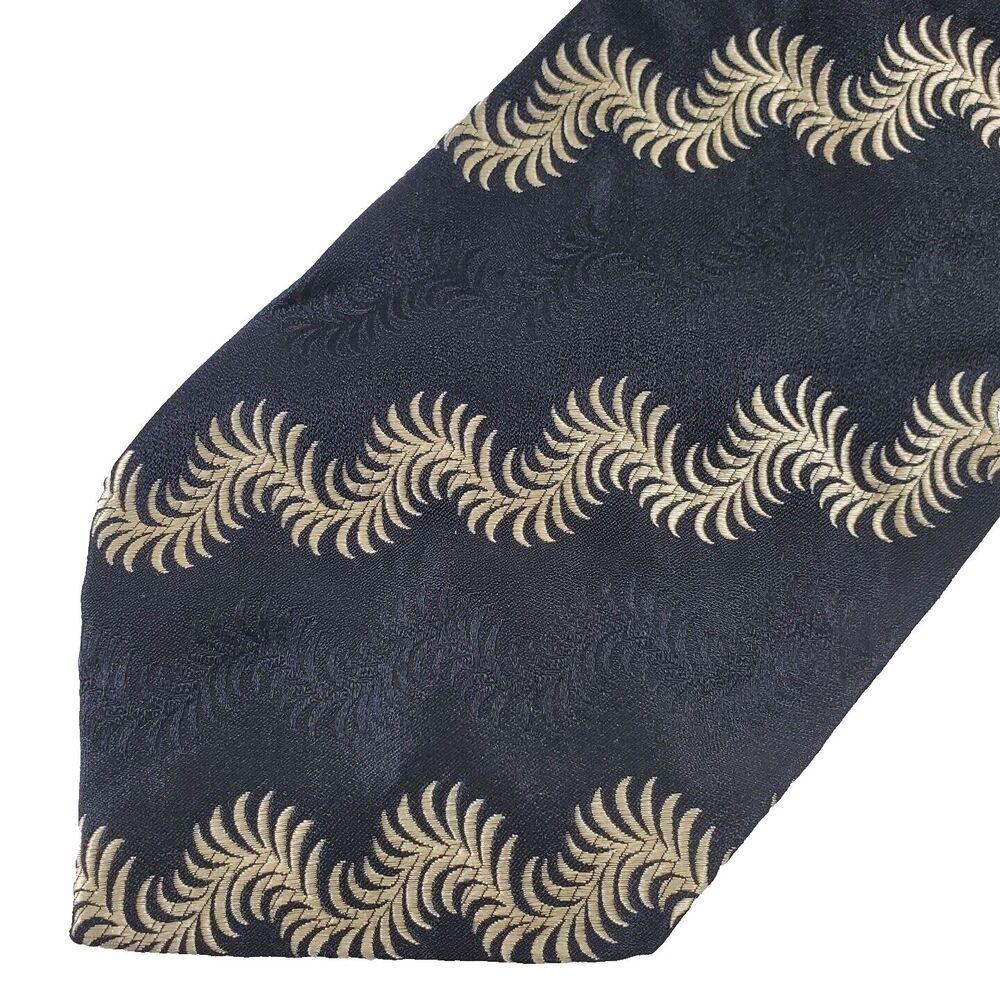 Boss Hugo Boss Black Taupe Swirl 100% Silk Neck Tie Made in Italy A156